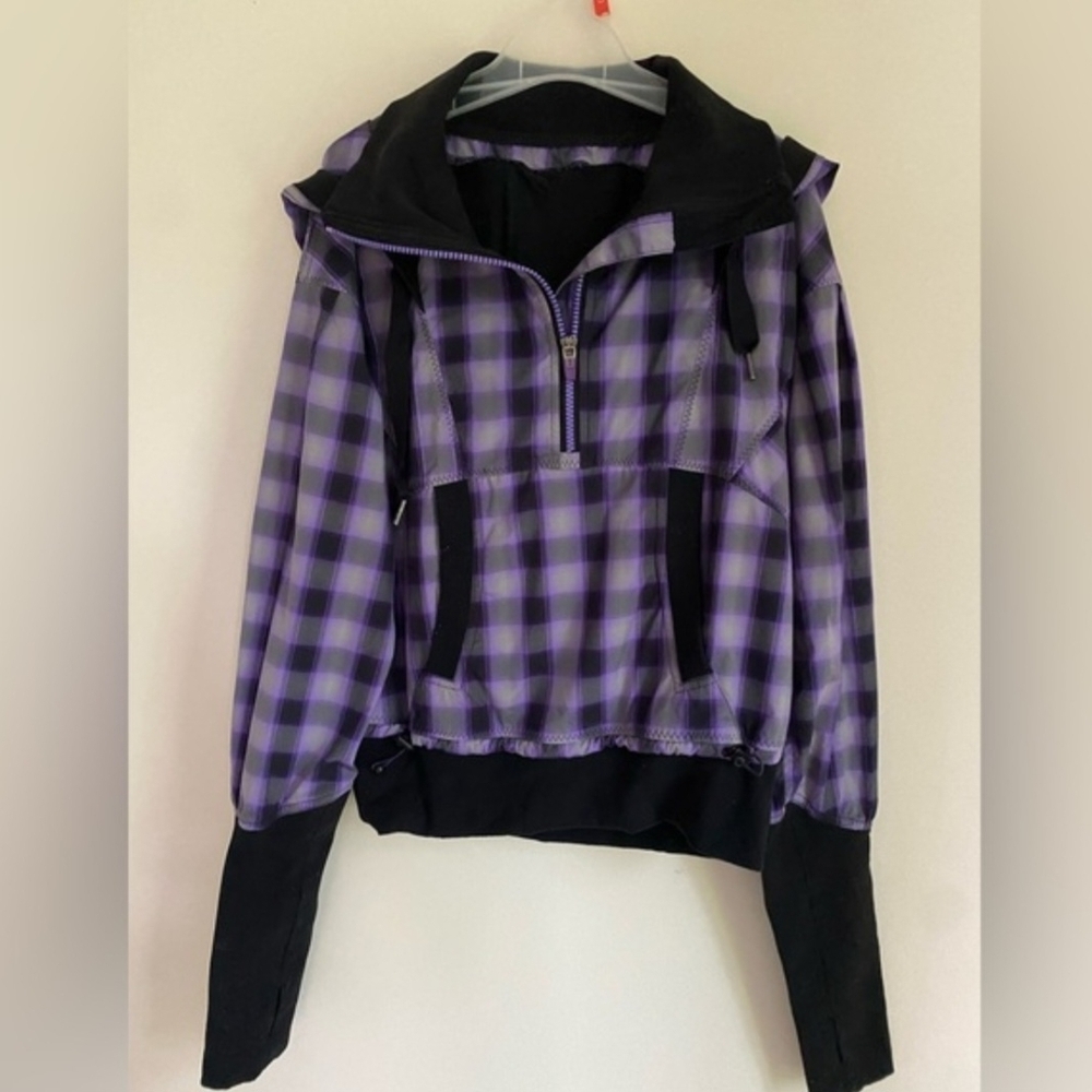 Lululemon Purple and Black Plaid Pullover Jacket